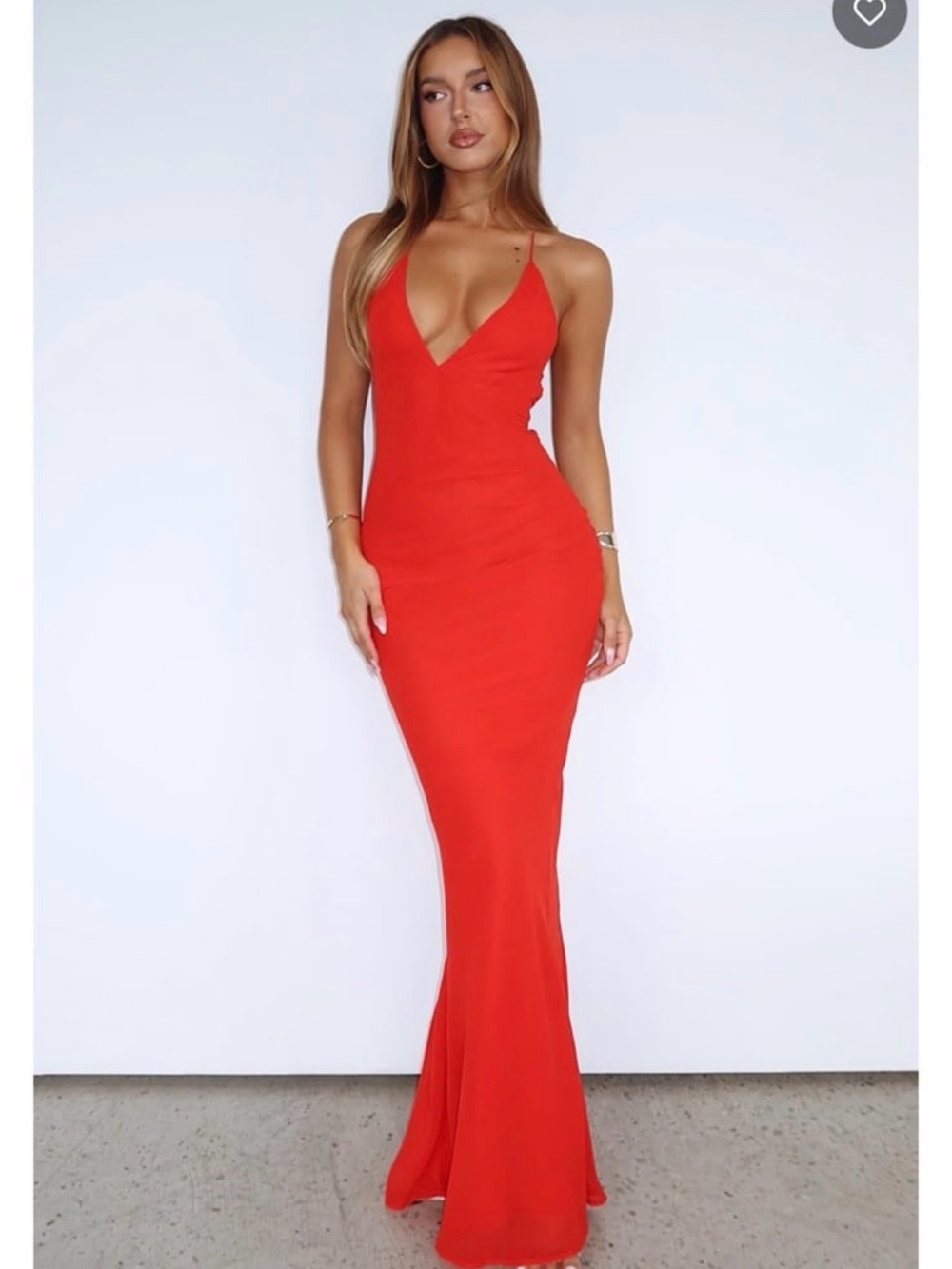 White Fox Red Strappy Back Maxi Dress, Small